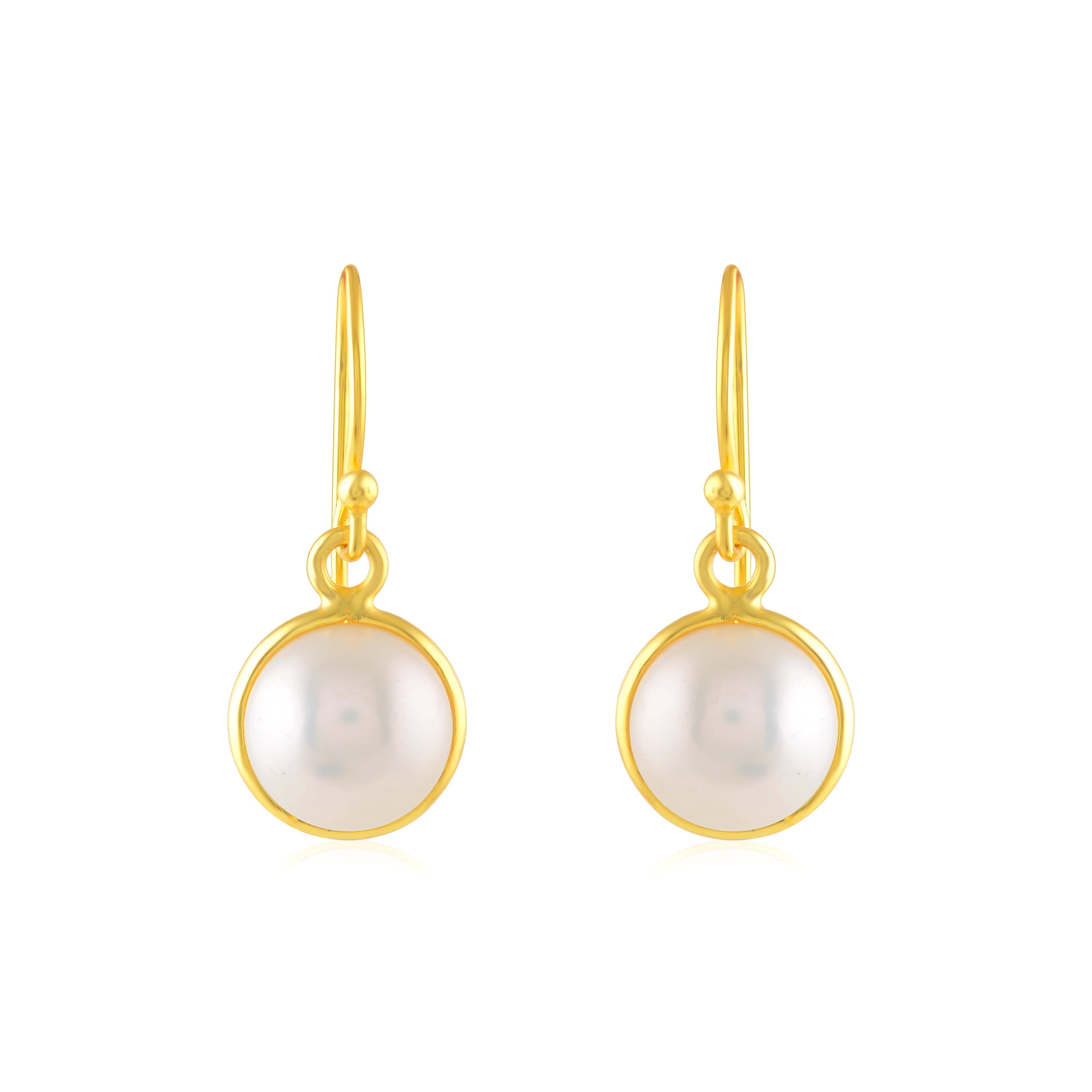 925 Sterling Silver Gold-plated Pearl Drop Earrings - Krishna Jewellers Pearls and Gems